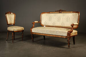 Sofa og stol af mahogni, ca. 1900 2