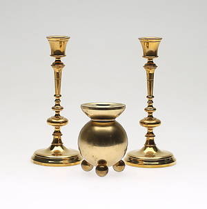 PARTI LJUSSTAKAR, 3 st, mässing, bl.a Skultuna.