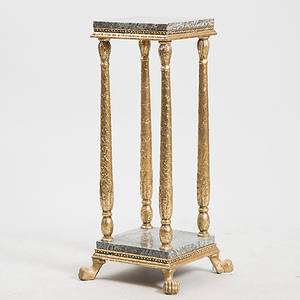 PIEDESTAL, förgylld med stenskivor.