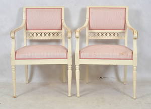 KARMSTOLAR, ett par gustaviansk stil 1900-talets mitt.