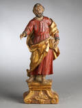 Barok helgenfigur af udskåret og bemalet træ, 1700-tallet