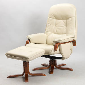 SNURRFÅTÖLJ MED FOTPALL, 2000-tal.