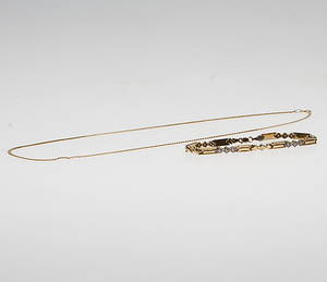 HALSBAND SAMT ARMBAND, 14k guld, vikt ca 8,9 gr.