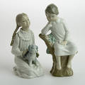 FIGURINER, 2 stycken, Lladro samt Nao, Spanien.