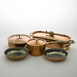 TRAKTÖRPANNOR, kopparmässing, sent 1900-tal.