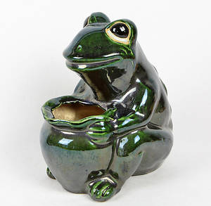 KERAMIK FROSCH, Vase, Pflanzgefäß.