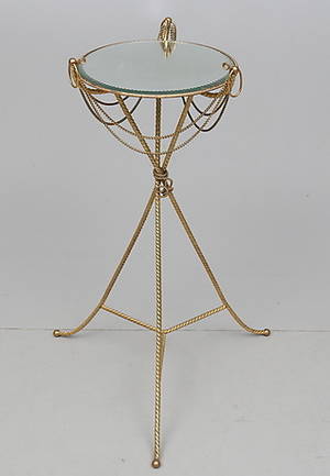 PIEDESTAL BLOMSTERBORD, metall och glas, 1900-talets första del.