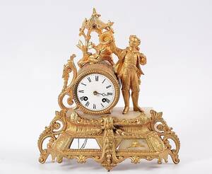 BORDSUR, förgylld metall och alabaster, 1800-talets andra hälft.