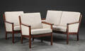 Hans J. Wegner. To-pers. sofa samt par lænestole, eg og uld 3