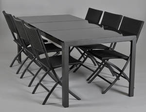 Trädgårdsgrupp, bord med svart granit och 6 st stolar 7