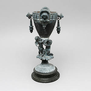 UPPSATSSKÅL, brons samt marmor.