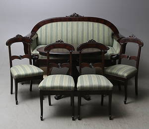 SALONGSGRUPP, 6 delar, Karl Johan-stil, 1900-tal.