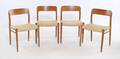 Niels O. Møller. Fire stole, model 75 i massiv eg 4