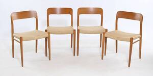 Niels O. Møller. Fire stole, model 75 i massiv eg 4