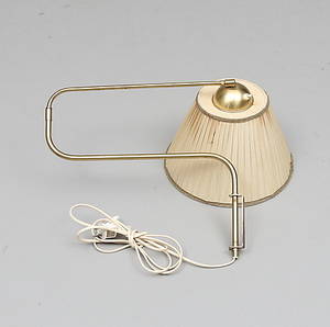 VÄGGLAMPA, mässing, 1900-talets mitt.