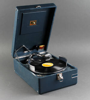 Rejsegrammofon His Masters Voice, 1900-tallet Denne vare er sat til omsalg under nyt varenummer 4342409