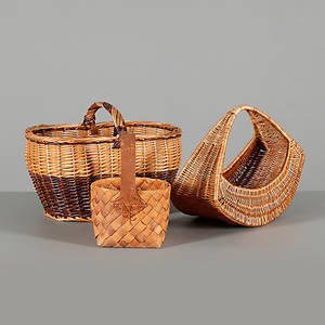 KORGAR av pil och näver, 3 st.