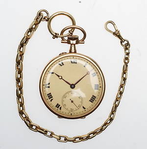 FICKUR samt KEDJA, 14k guld, total vikt ca 86 gram.