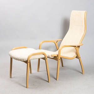 FÅTÖLJ MED FOTPALL, Lamino. Swedese, design Yngve Ekström.