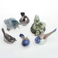 FIGURINER, 6 st, fåglar, Royal Copenhagen, Bing  Gröndahl, Rörstrand, Rosenthal.