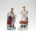 FIGURER, 2 st, porslin, Polonne ZHK, Ukraina, 1900-tal.