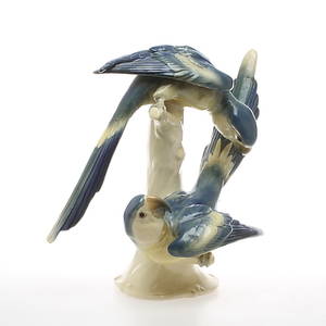 FIGURINGRUPP, Papegojor, porslin, 1900-tal.