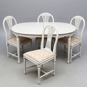 MATSALSGRUPP, 5 delar, gustaviansk stil, 1900-tal.