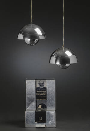 Verner Panton. Par Flower Pots af krompoleret metal. 2  