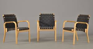 Alvar Alto, 1898-1976 3 armstole af formspændt birk med sorte gjorde 3