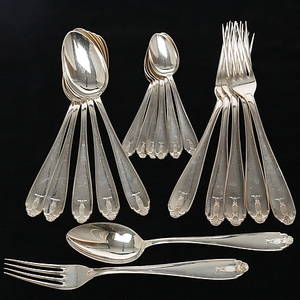 BESTICK, 18 delar, silver, Vasa, GAB.