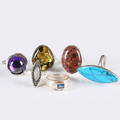 RINGAR, 6 st. Silver, med stenar, 1900-tal.