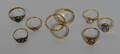 En samling ringe af 8 og 14 kt. guld. 9