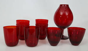 GLASFÖREMÅL, 9 delar, Monica Bratt, Reijmyre.