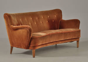 3-pers.sofa fra 1940erne, velourbetrukket