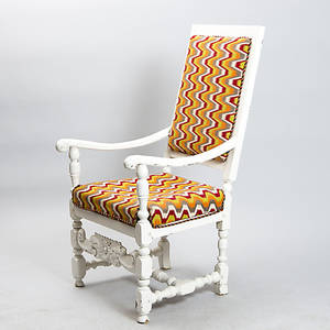 KARMSTOL, vitmålad, barockstil, 18001900-tal.