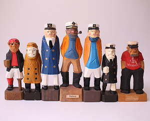 TRÄGUBBAR, 7 st, 1900-tal, feskegubbar.