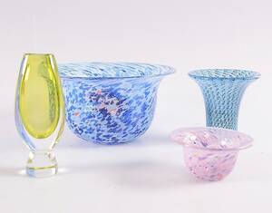 SKÅLAR SAMT VASER, 4 delar, glas, bl a Boda.