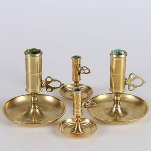 LJUSSTAKAR, 2 par, mässing, 181900-tal.