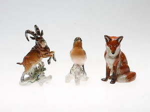 FIGURINER, 3 st. Porslin och keramik. Karl Ens samt Jie Gantofta, 1900-tal.