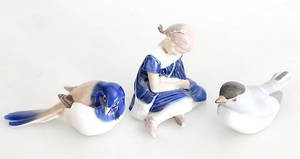 FIGURINER, 3 st, porslin, bland annat Bing  Gröndahl, Danmark, 1900-tal.