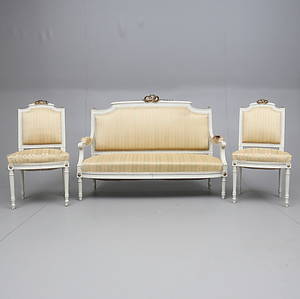 SOFFA OCH STOLAR, 2 st, gustaviansk stil, 1900-talets första hälft.