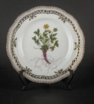 Royal Copenhagen, Flora Danica middagstallerken Potentilla emarginata Pursh