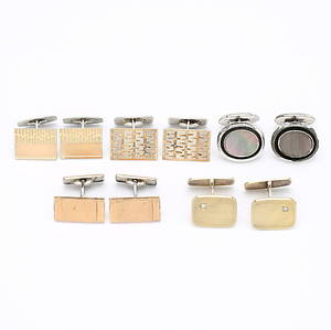 MANCHETTKANPPAR, 5 par, silver samt förgyllda.