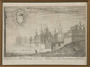 STADSBILD MED FÖRKLARING, kopparstick, 1800-tal.