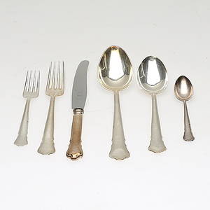 BESTICKSDELAR, 90 st, nysilver, Chippendale, GAB, 1900-talets mitt.