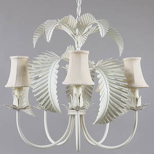 TAKLAMPA, vitlackerad metall, 1900-tal.