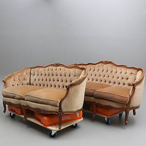 SOFFOR, 2 st, rokokostil, 1900-talets mittandra hälft.