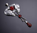 Berhard Hertz. Skønvirke broche af sølv med karneoler, ca. 1910-15