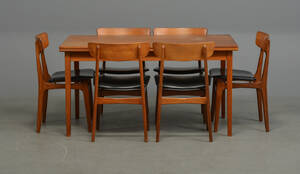 Bord med udtræk samt 6 stole af teak 7