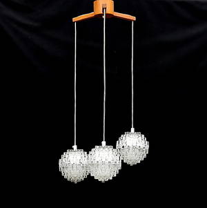 TAKLAMPA, teak samt glas, 1960-tal.